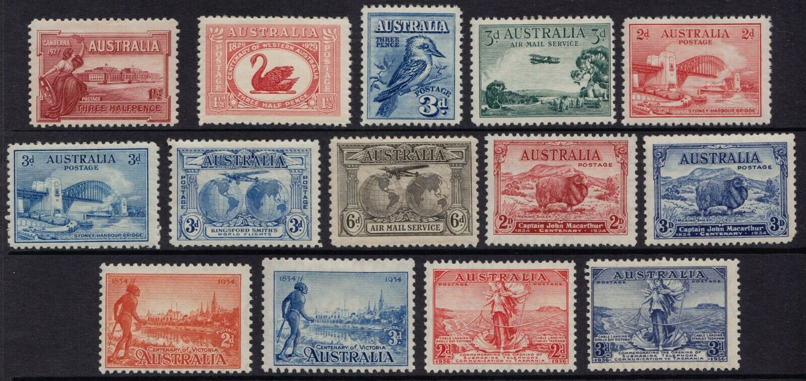 Australia 14 Different Mint Early Commemoratives
