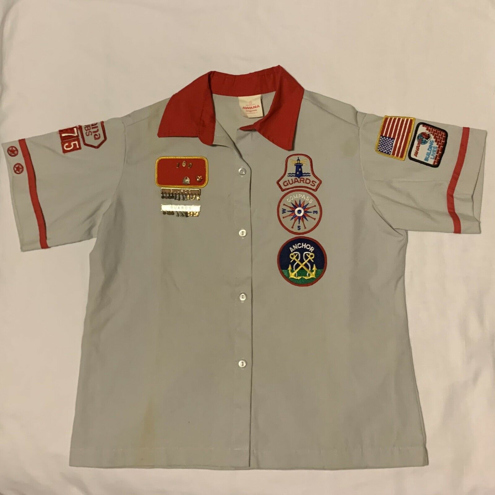 Awana Club 3575 Guards Uniform Compass Anchor Size 16 Youth Xs Adult Button Down