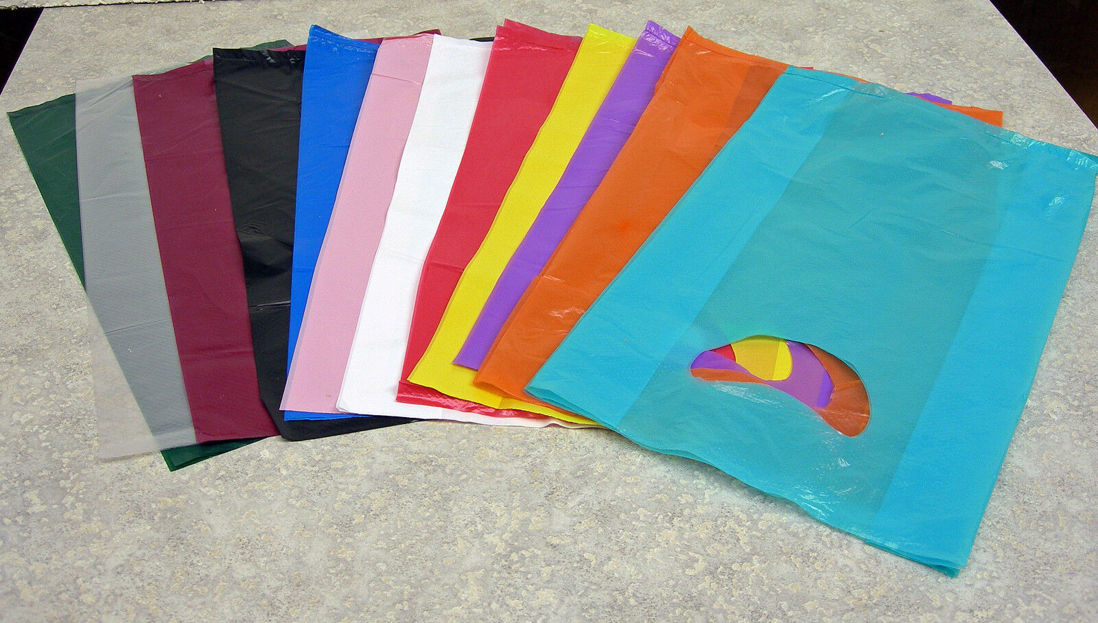 Small  7"x3"x12" Plastic Merchandise Shopping Bags You Pick Color & Lot Qty.