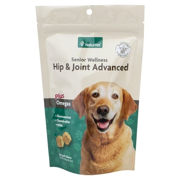 Naturvet Senior Dog Hip & Joint Advanced Formula Soft Chews Glucosamine 120 Ct