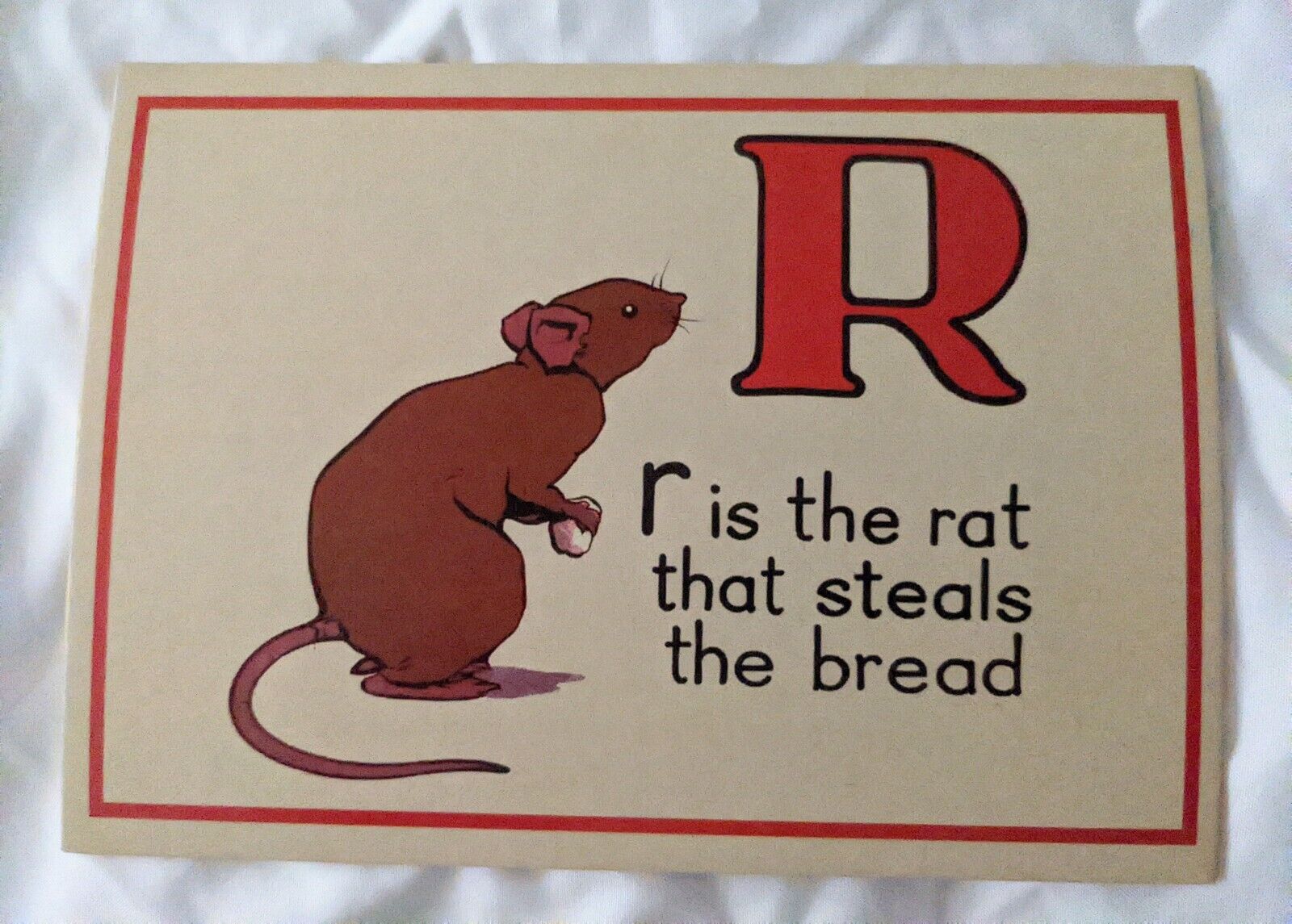 Letter R Rat Framable Nursery Art Cavallini  Alphabet Flashcard Junk Journal