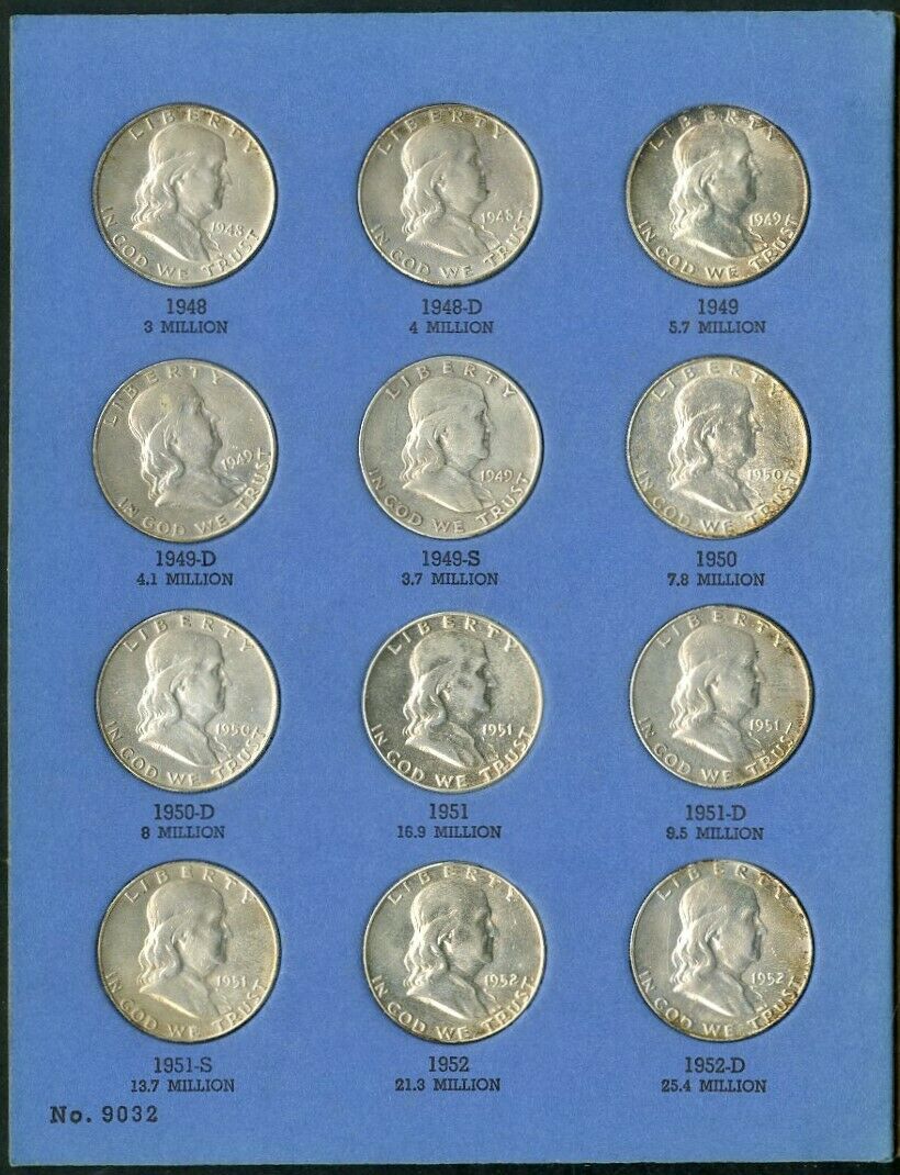 Us Coins  Franklin Silver Half Dollar Set 1948-63 Complete No Reserve!