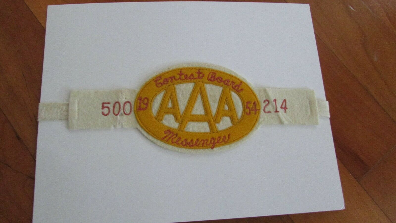 Indy 500 1954 Aaa Armband Officials Identification Sanctioning Body Embroidered