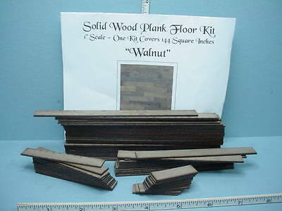 Miniature Plank Flooring Kit (144 Sq Inches) Walnut Wood 1/12th Scale