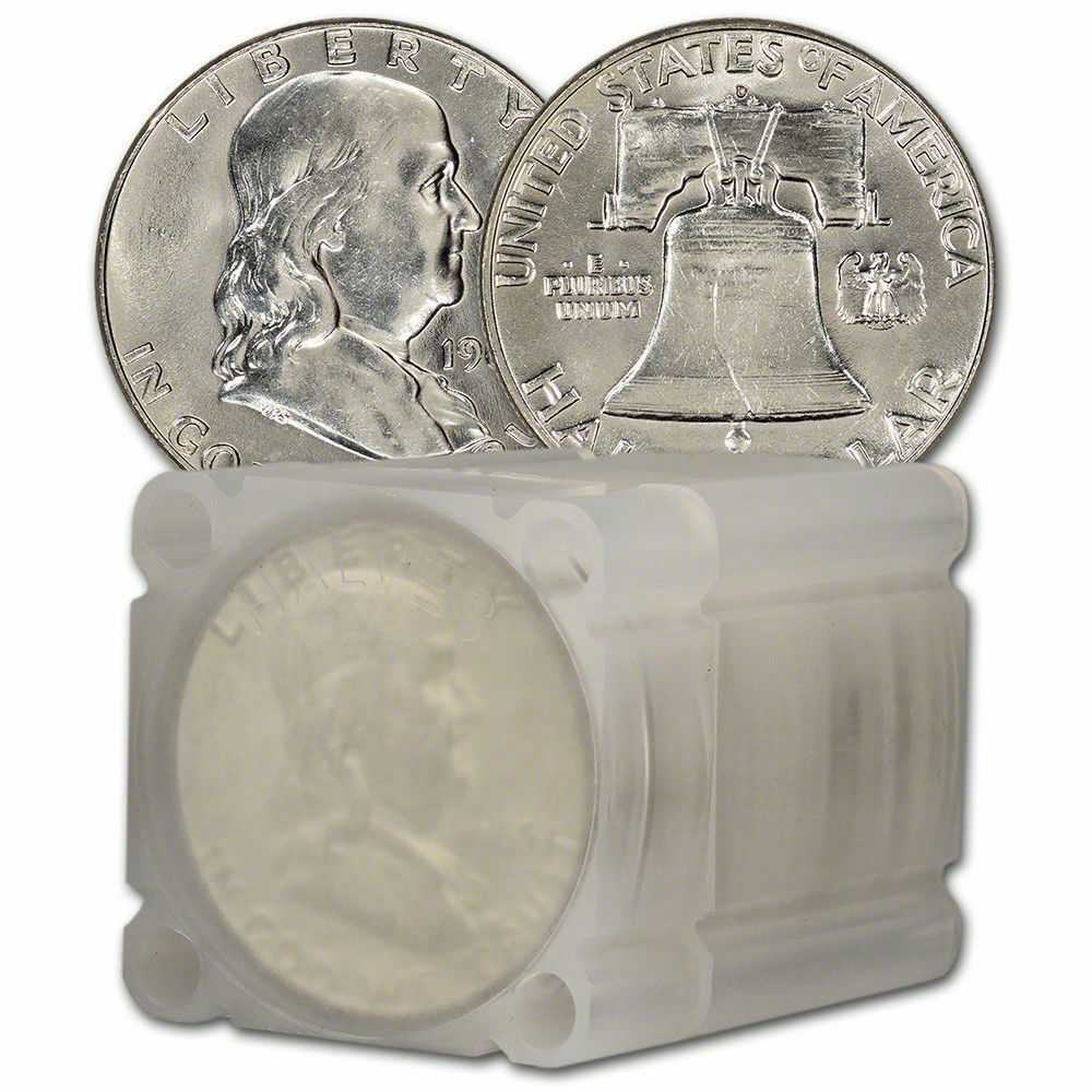 $10 Face Value Franklin Half Dollars 90% Silver 20-coin Roll Au/bu