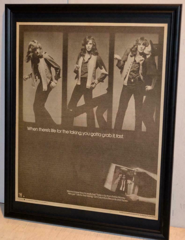 Eddie Money 1979 Life For Taking Promotional Framed Poster / Ad