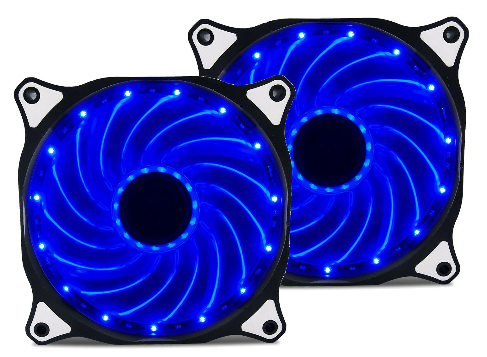 2 Pack 120mm Blue Led Computer Pc Case Cooling Fan Quiet Sleeve Bearing Vetroo